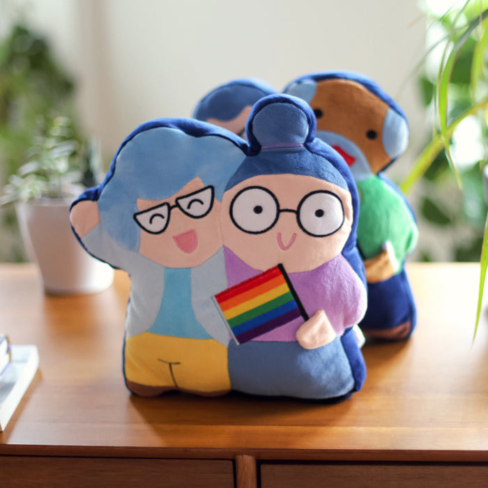 Love Wins pillows (newlywed grandmas with pride flag)